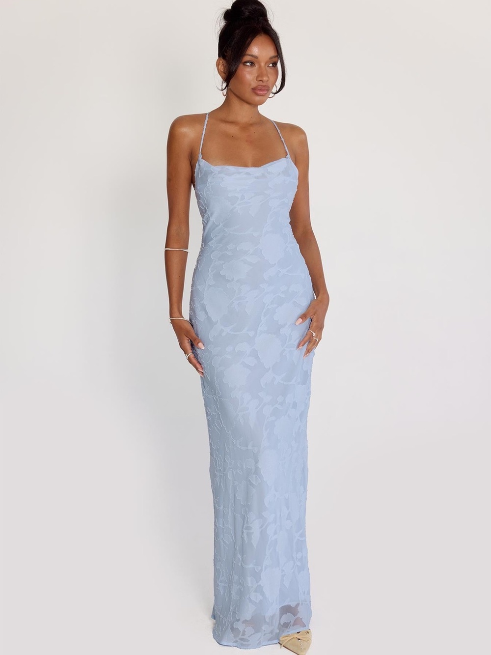 Princess Polly Celena Maxi Dress Blue Burnout